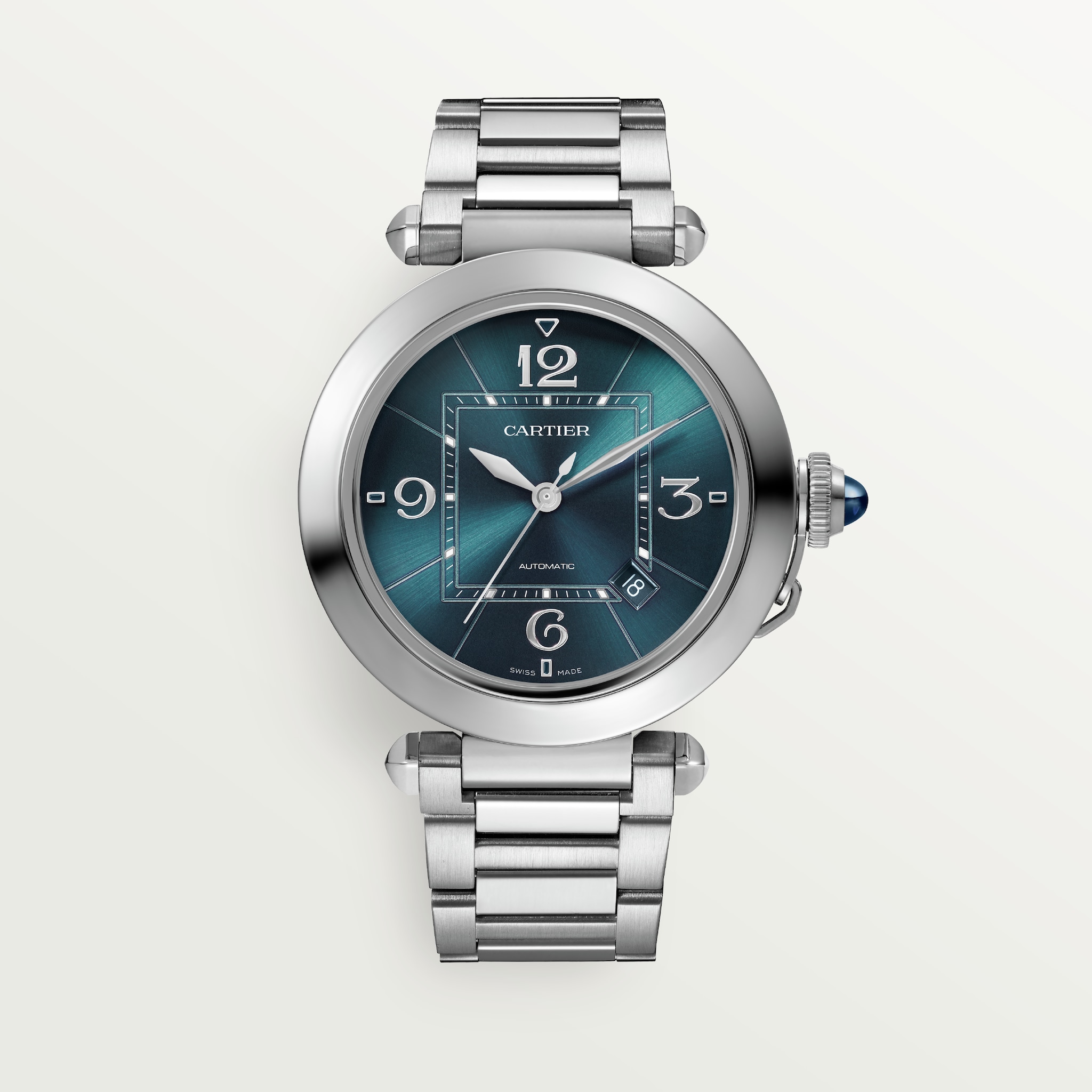 パシャ ドゥ カルティエ ウォッチ41mm、自動巻きムーブメント、スティール、レザー＆スティール製インターチェンジャブルストラップ