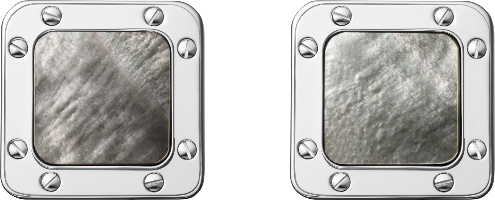 サントス ドゥ カルティエ カフリンクススターリングシルバー、パラジウム フィニッシュ、グレー マザーオブパール