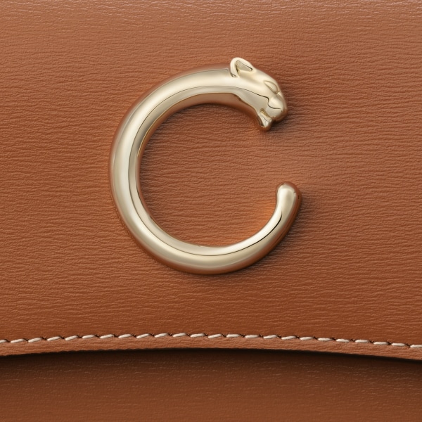 ウォレット パンテール  キャラメル カーフスキン、ゴールドフィニッシュ