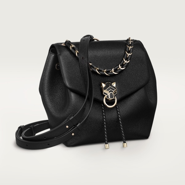 バックパック パンテール グラフィック  ブラック グレイン カーフスキン、ゴールドフィニッシュ