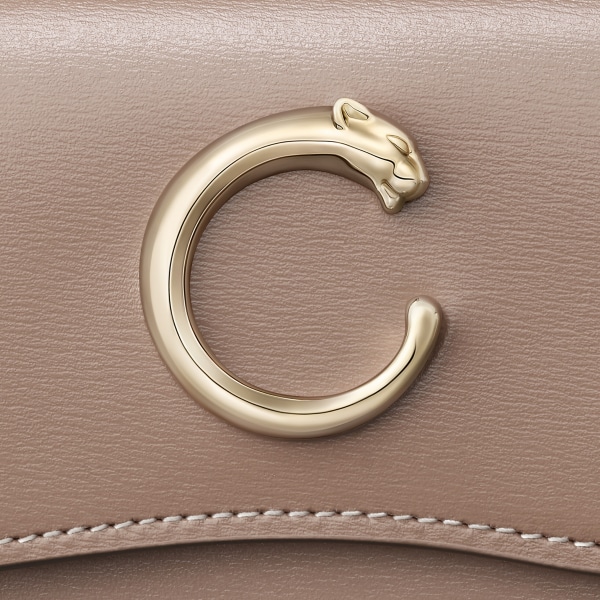 ウォレット パンテール  クレイカラー グレインド カーフスキン、ゴールドフィニッシュ