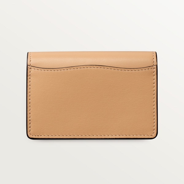 パンテール ドゥ カルティエ ジップ付ビジネスカード ホルダー  キャメルベージュ カーフスキン、パラジウムフィニッシュ