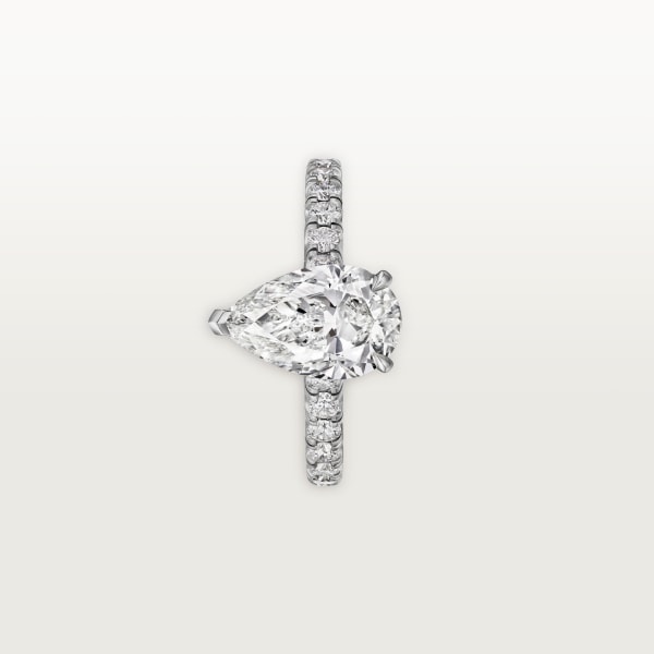 1895 ソリテールリング、ペアシェイプ ダイヤモンド、パヴェセッティング プラチナ、ダイヤモンド