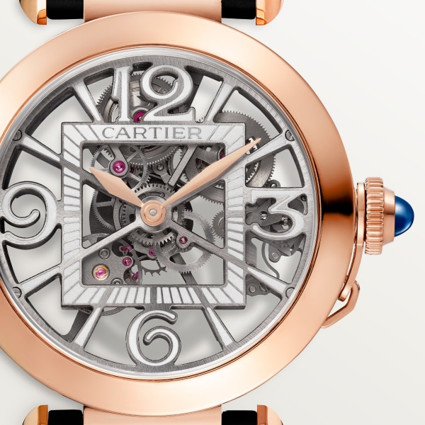 パシャ ドゥ カルティエ ウォッチ 41mm、自動巻きムーブメント、ピンクゴールド、インターチェンジャブル レザーストラップ2本