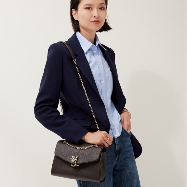 スモール バッグ パンテール グラフィック  トンカブラウン グレイン カーフスキン、ゴールドフィニッシュ