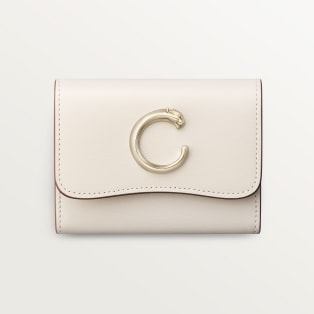 ウォレット パンテール C  ソルトホワイト カーフスキン、ゴールドフィニッシュ