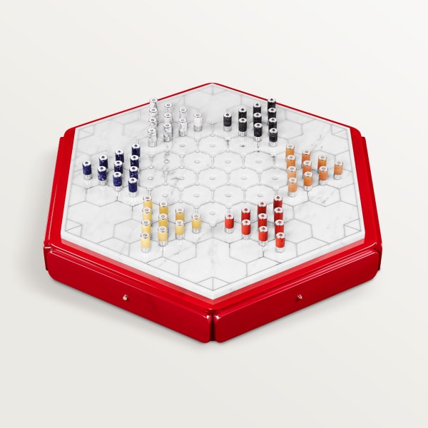 チャイニーズ ドラフツ スターリングシルバー、パラジウムフィニッシュ、イエローアベンチュリン、オレンジアベンチュリン、レッドジャスパー、ソーダライト、マグネサイト、ピカソマーブル、ホワイトマーブル、ラッカーウッド