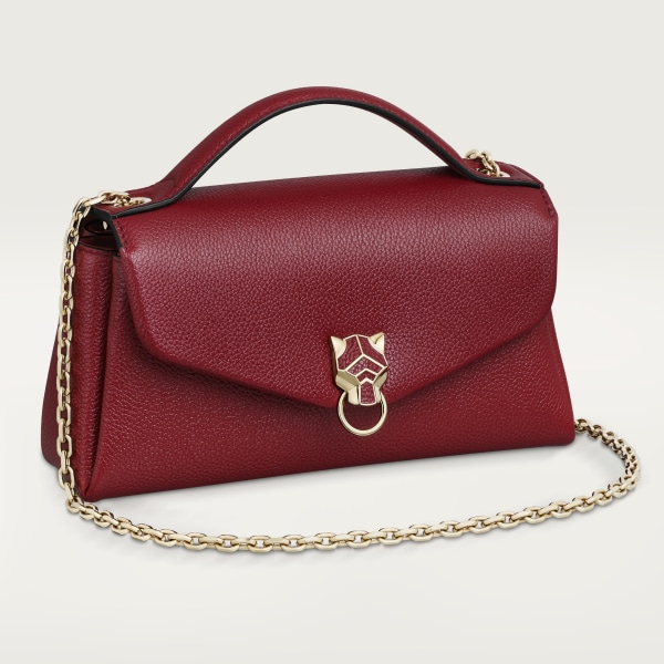 バッグ パンテール グラフィック  ボルドーカラー グレインド カーフスキン、ゴールドフィニッシュ