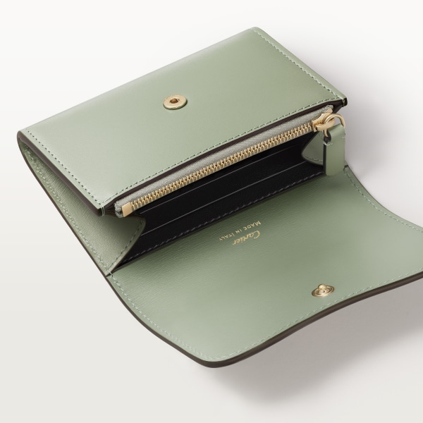 ウォレット パンテール C  セージグリーン グレインド カーフスキン、ゴールドフィニッシュ
