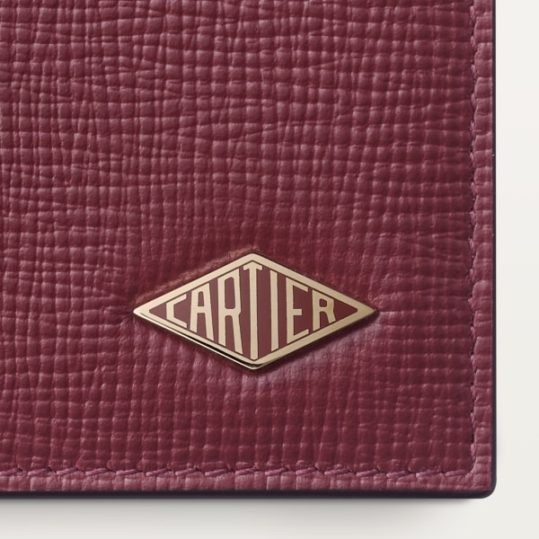 ウォレット ロザンジュ  ボルドーカラー グレインド カーフスキン、ゴールドフィニッシュ、ボルドーカラー エナメル