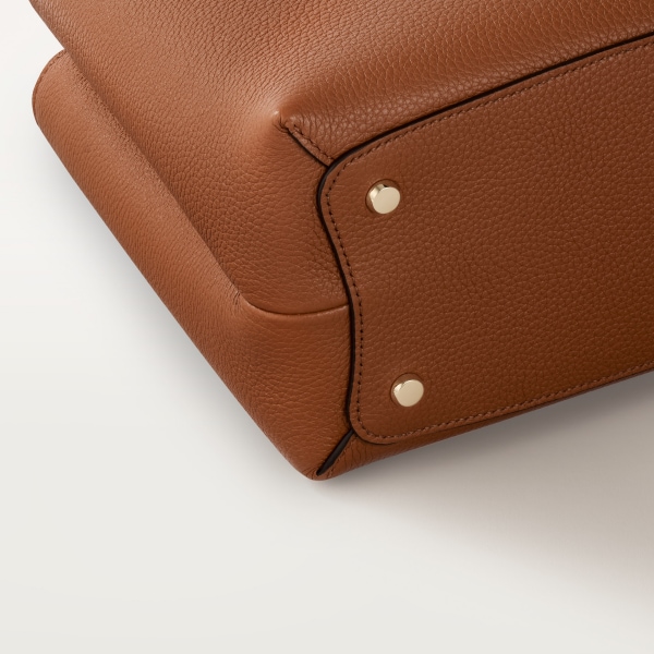 スモール バッグ 
パンテール ドゥーブル  ハンドルバッグ、キャラメル グレイン カーフスキン、ゴールドフィニッシュ