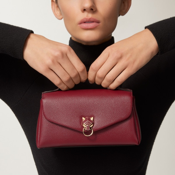 バッグ パンテール グラフィック  ボルドーカラー グレインド カーフスキン、ゴールドフィニッシュ