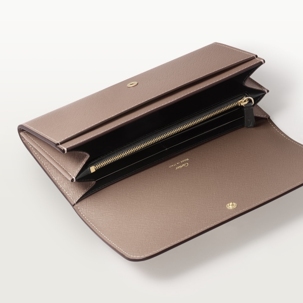 ウォレット C ドゥ カルティエ  クレイカラー テクスチャード カーフスキン、ゴールドフィニッシュ