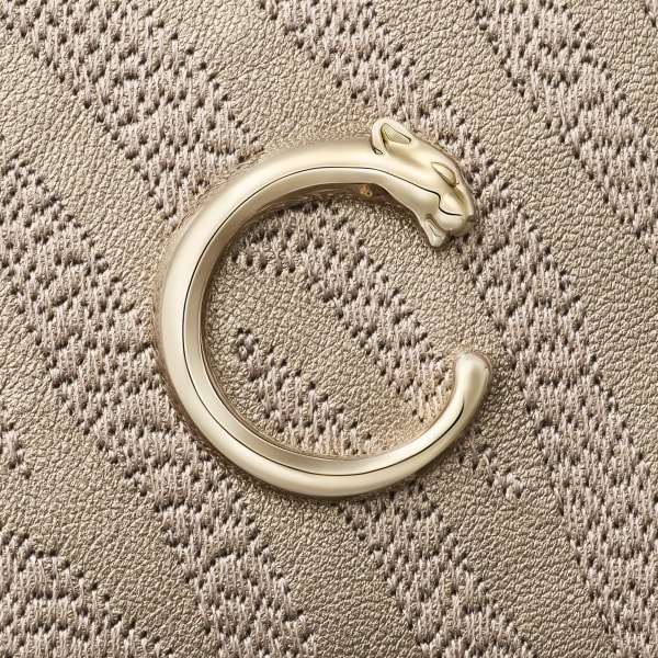 パンテール C カードホルダー  パンテール エンブロイダリー、メタリック ゴールド ラムスキン、ゴールドフィニッシュ