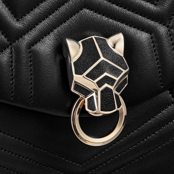 パンテール ドゥ カルティエ チェーンバッグ スモール  ブラックキルティング カーフスキン、ゴールドフィニッシュ