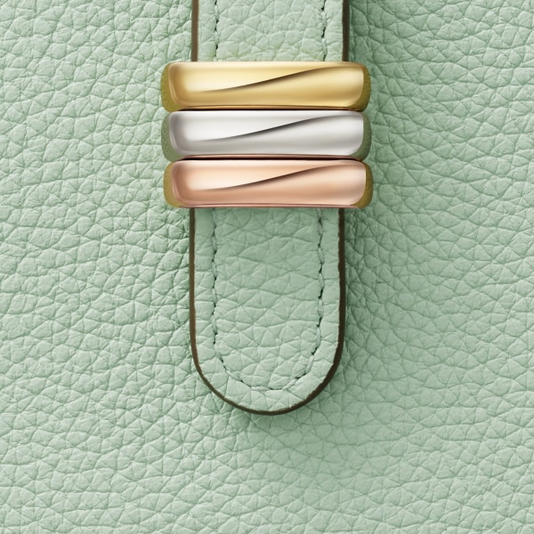 アコーディオンカードホルダー、トリニティ ジェイドカラー グレイン カーフレザー、ゴールド、パラジウムまたはピンクゴールドフィニッシュ