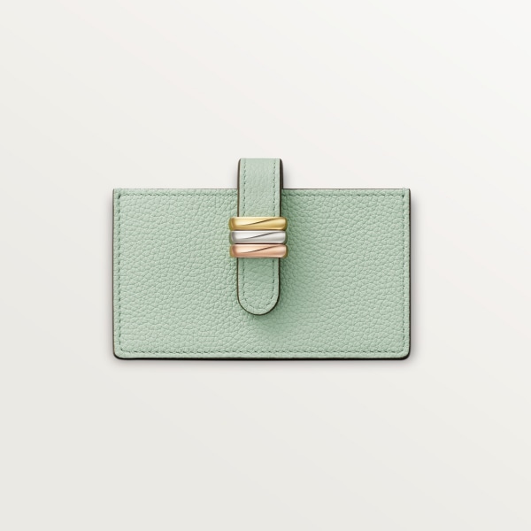 アコーディオンカードホルダー、トリニティ ジェイドカラー グレイン カーフレザー、ゴールド、パラジウムまたはピンクゴールドフィニッシュ