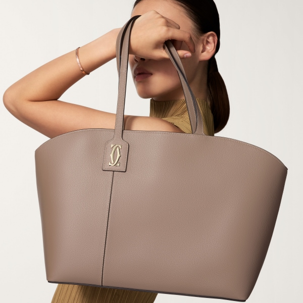 トートバッグ C ドゥ カルティエ  クレイカラー グレインド カーフスキン、ゴールドフィニッシュ