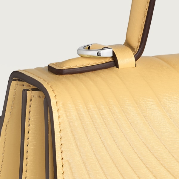 スモール バッグ パンテール C  ミモザイエロー カーフスキン、「Cartier」ロゴの箔押し、パラジウムフィニッシュ