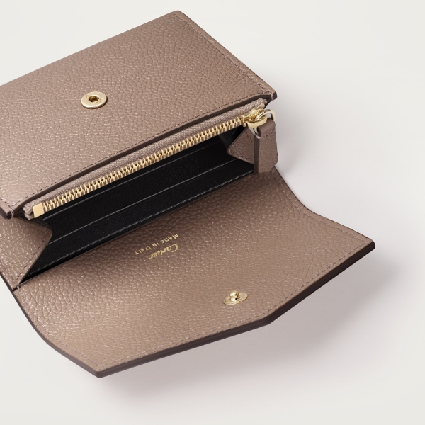 ウォレット パンテール グラフィック  クレイカラー グレインド カーフスキン、ゴールドフィニッシュ