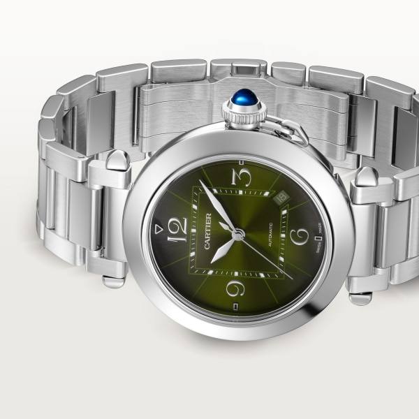 パシャ ドゥ カルティエ ウォッチ 41mm、自動巻き、スティール、（交換可能）メタルとレザーストラップ