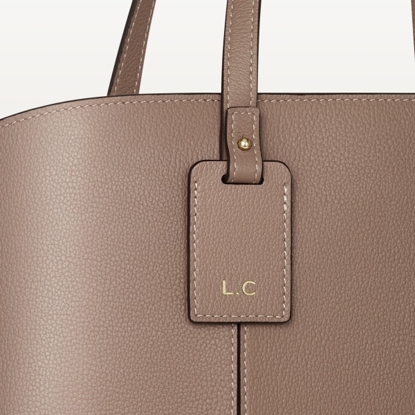 トートバッグ C ドゥ カルティエ  クレイカラー グレインド カーフスキン、ゴールドフィニッシュ