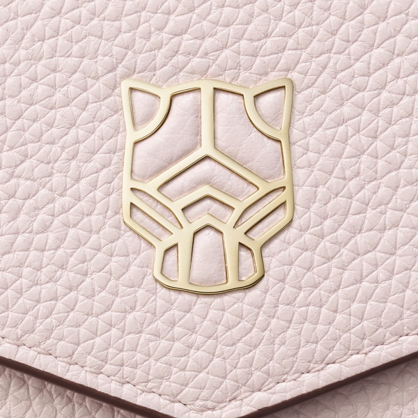 ウォレット パンテール グラフィック  ペタルピンク グレイン カーフスキン、ゴールドフィニッシュ