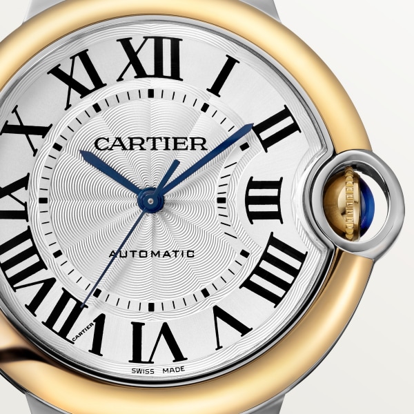 バロン ブルー ドゥ カルティエ ウォッチ 36mm、自動巻きメカニカルムーブメント、イエローゴールド、スティール