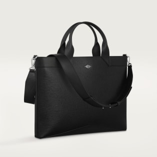 ブリーフケース ロザンジュ  ブラック グレインド カーフスキン、パラジウムフィニッシュ＆エナメル