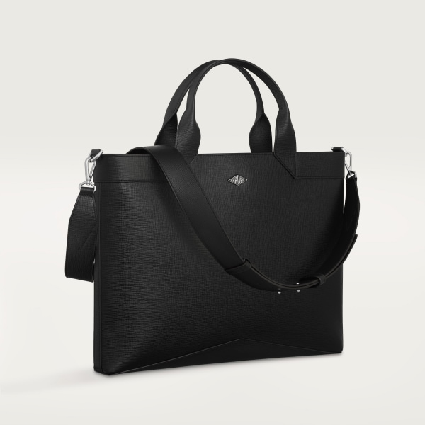 ブリーフケース ロザンジュ  ブラック グレインド カーフスキン、パラジウムフィニッシュ＆エナメル