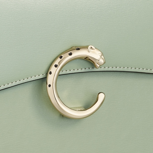 スモール バッグ パンテール C  セージグリーン カーフスキン、ゴールドフィニッシュ