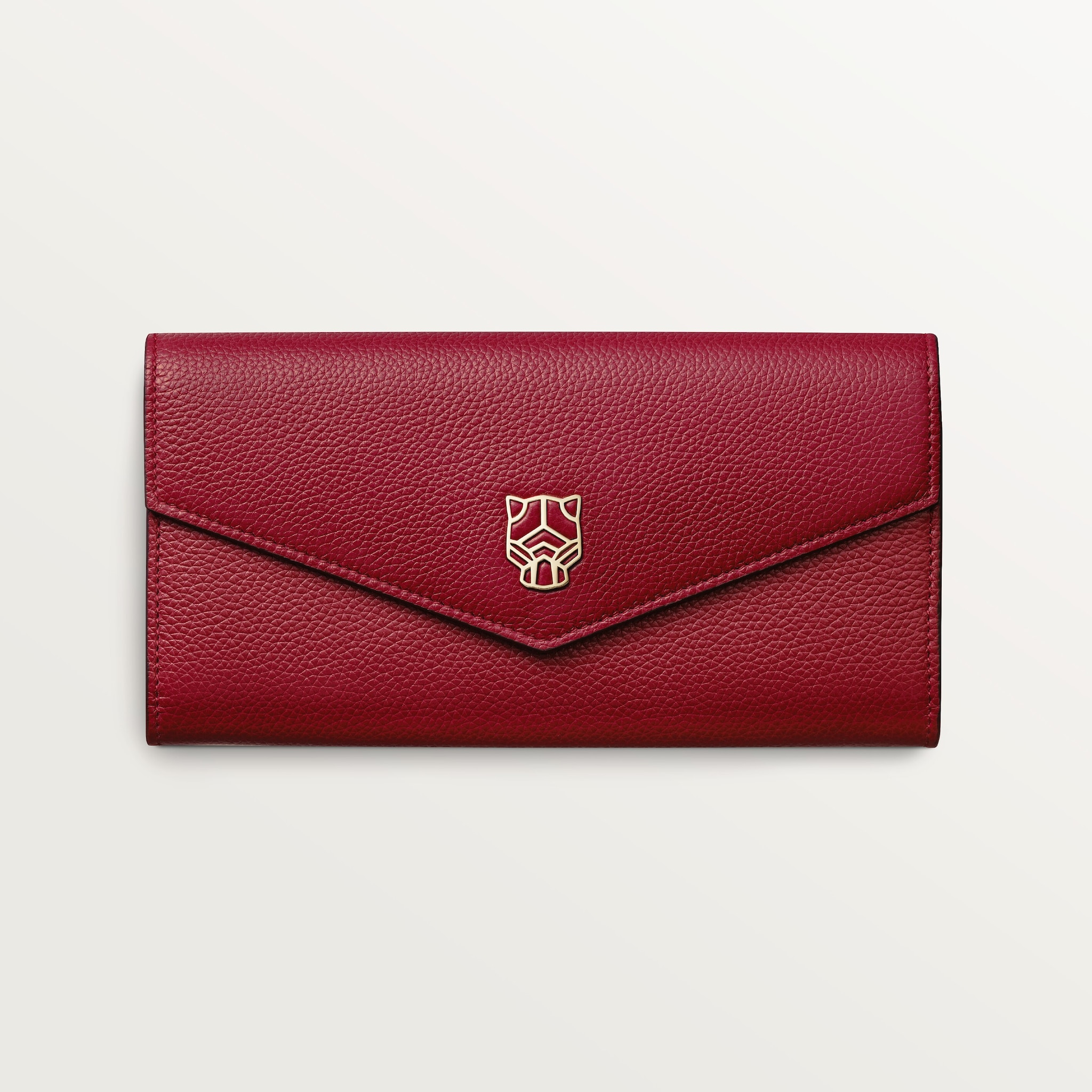 ウォレット パンテール グラフィック ボルドーカラー カーフスキン、ゴールドフィニッシュ