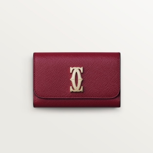 【日本限定】 キーケース C ドゥ カルティエ  チェリーレッド テクスチャー カーフスキン、ゴールドフィニッシュ