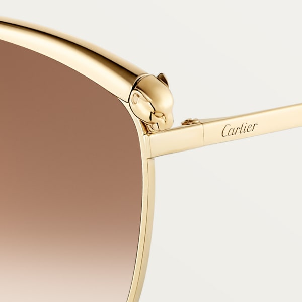 パンテール ドゥ カルティエ サングラス スムース ゴールドフィニッシュ メタル、ブラウンレンズ 