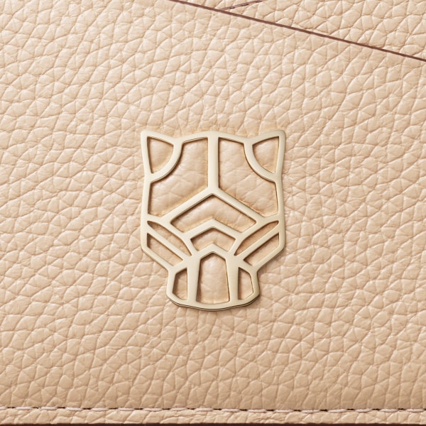 パンテール ドゥ カルティエ シンプル カードホルダー ライトベージュ グレインカーフスキン、ゴールドフィニッシュ