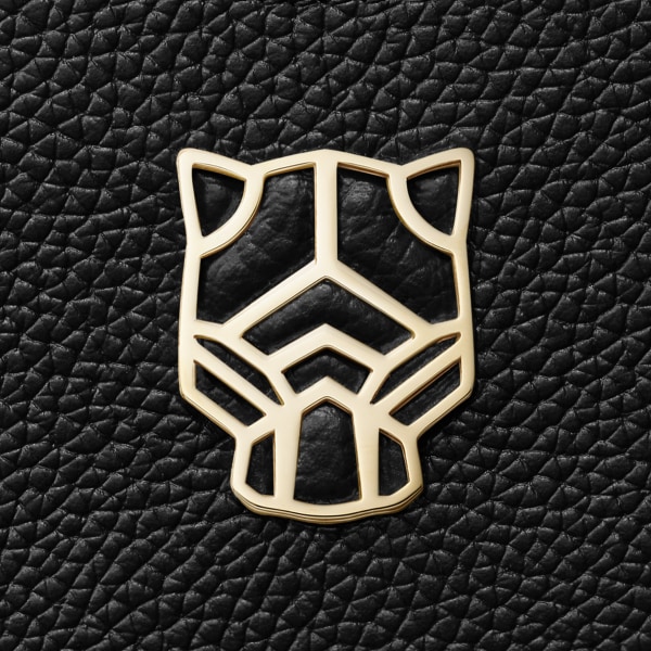 ウォレット パンテール グラフィック  ブラック グレイン カーフスキン、ゴールドフィニッシュ