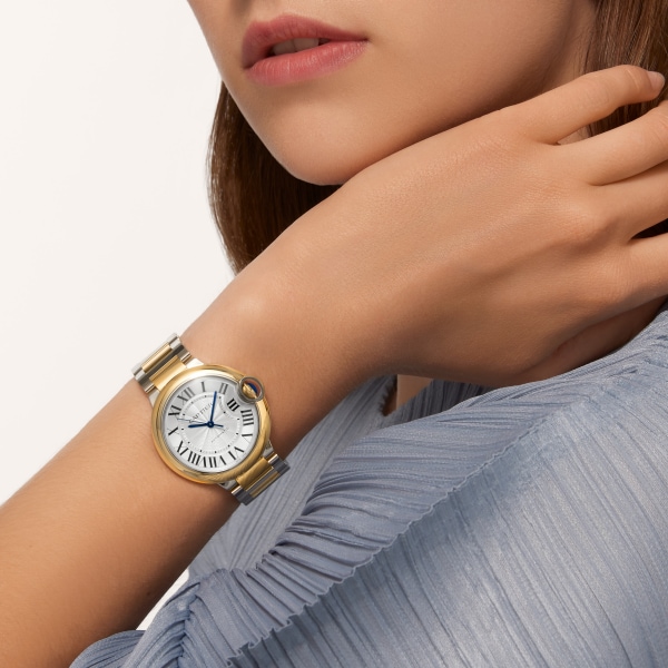 バロン ブルー ドゥ カルティエ ウォッチ 36mm、自動巻きメカニカルムーブメント、イエローゴールド、スティール