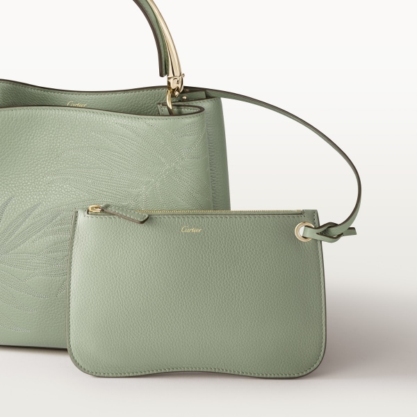 スモール バッグ 
パンテール ドゥーブル  セージグリーン カーフスキン、ジャングル エンブロイダリー、ゴールドフィニッシュ