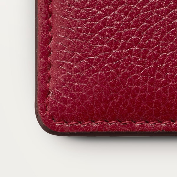 カード ホルダー パンテール グラフィック  ボルドーカラー カーフスキン、ゴールドフィニッシュ