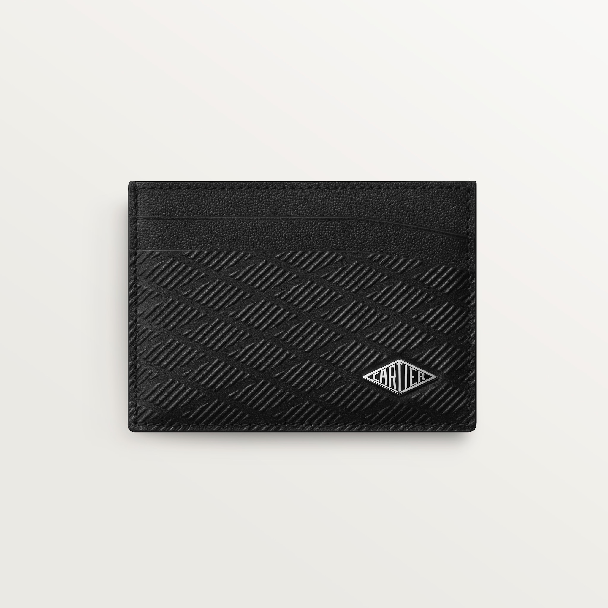 カード ホルダー 
ロザンジュ　ブラック デボス加工カーフスキン、ゴドロンモチーフ、エナメル＆パラジウムフィニッシュ