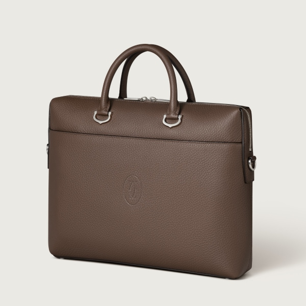 ブリーフケース マスト  ペッパーグレー カーフスキン、パラジウムフィニッシュ