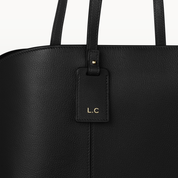 トートバッグ C ドゥ カルティエ  ブラック グレイン カーフスキン、ゴールドフィニッシュ