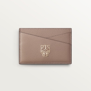 カード ホルダー パンテール グラフィック  クレイカラー グレインド カーフスキン、ゴールドフィニッシュ