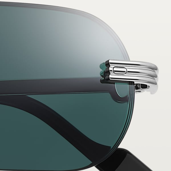 プルミエール ドゥ カルティエ サングラス スムース プラチナフィニッシュ メタル、グリーンレンズ 