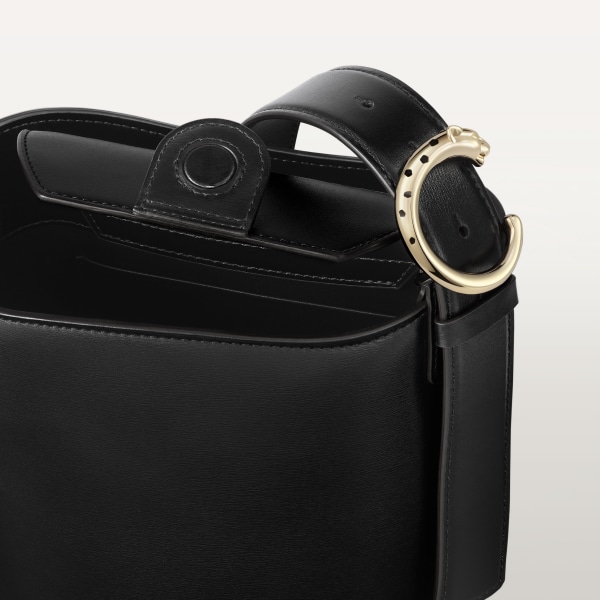 ミニ バケットバッグ パンテール C  ブラック グレイン カーフスキン、ゴールドフィニッシュ