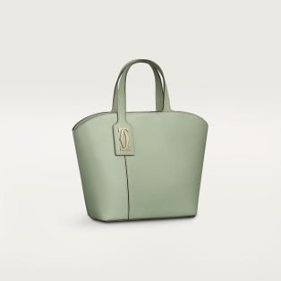 ミニ トートバッグ C ドゥ カルティエ  セージグリーン テクスチャード カーフスキン、エンブロイダリー、ゴールドフィニッシュ