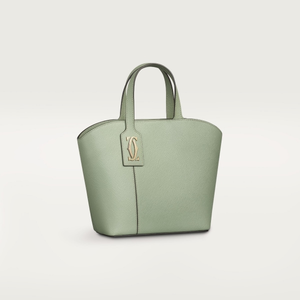 ミニ トートバッグ C ドゥ カルティエ  セージグリーン テクスチャード カーフスキン、エンブロイダリー、ゴールドフィニッシュ