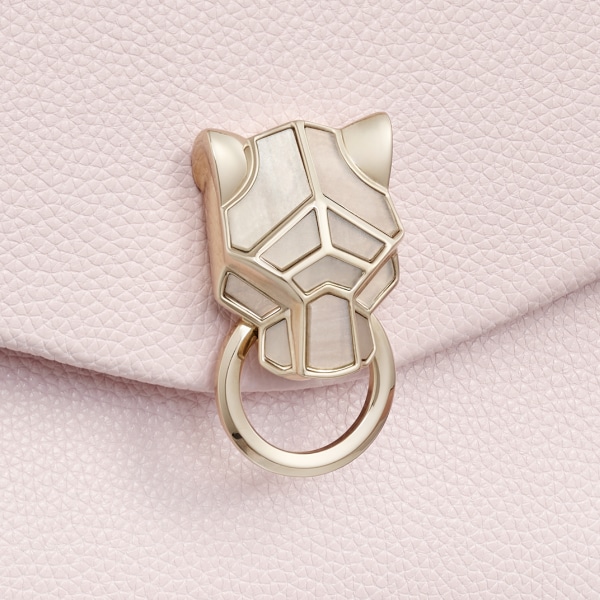 スモール バッグ パンテール グラフィック  ペタルピンク グレイン カーフスキン、ゴールドフィニッシュ