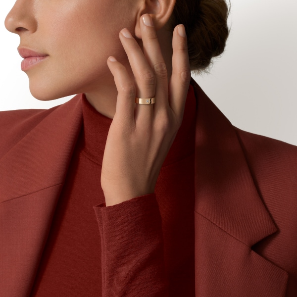 C ドゥ カルティエ ウェディングリング、幅5mm、ダイヤモンド1石 イエローゴールド、ダイヤモンド