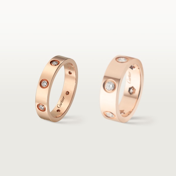 Love リング、スモールモデル、ダイヤモンド8石 ピンクゴールド、ダイヤモンド